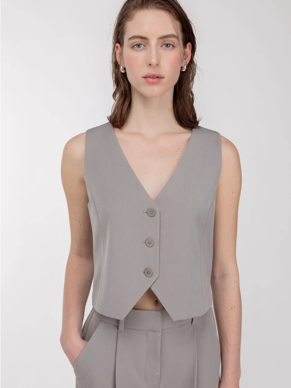 OAK + FORT Suiting Vest in Storm